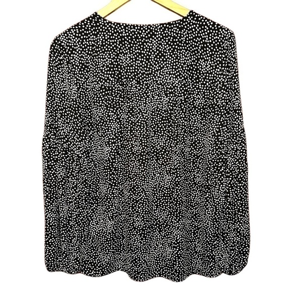 Loft Blk Babydoll Top w/ Wht Dot Pattern & Button Front, Sz XS - Picture 3 of 6